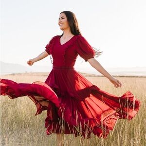 Rachel Parcell like new XS dark red dress